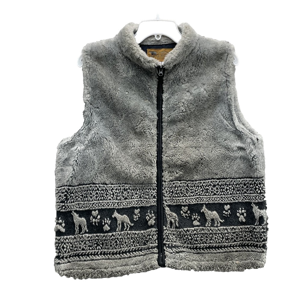 VTG Bear Ridge Nordic Fleece Vest Women's XL Dog Holiday‎ Cabin Winter 90's Boho